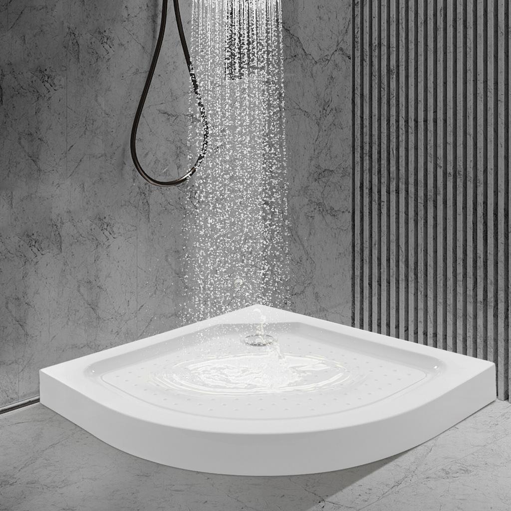 White Fan Shape Shower Base, Non-Slip Bathroom Floor Tray, 85x85cm Modern Design, Easy to Install & Clean, 260kg Weight Capacity