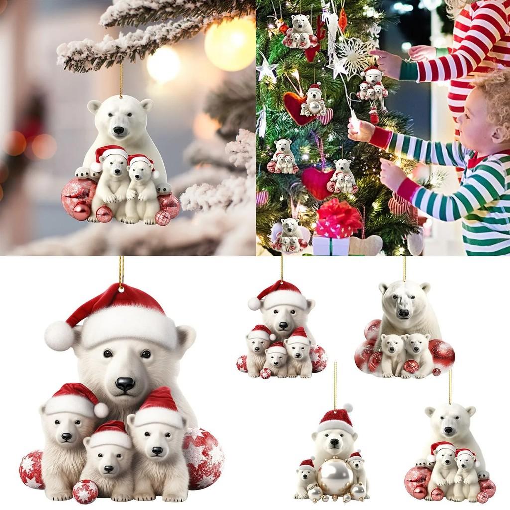 Organic Playful Glass Arctic Bear Family Christmas Decorations For Charm Auto