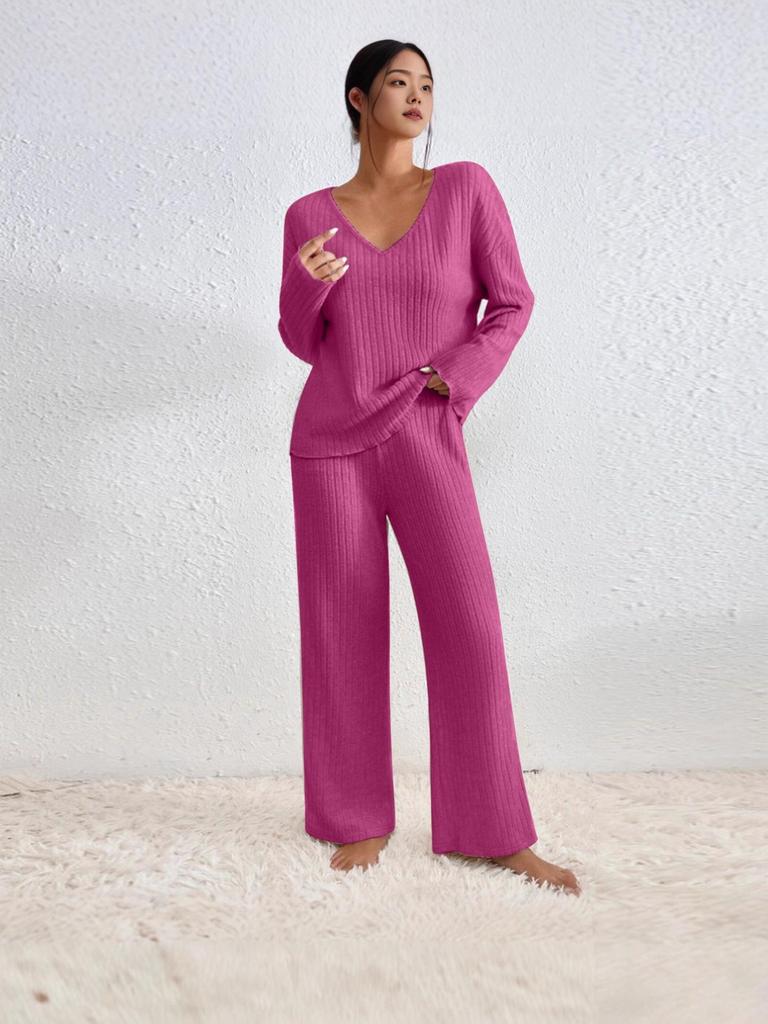 2025 Autumn/Winter Women's Wide-Leg Tracksuit: Casual Long-Sleeve Two-Piece Set for Commuting & Multi-Occasion Wear
