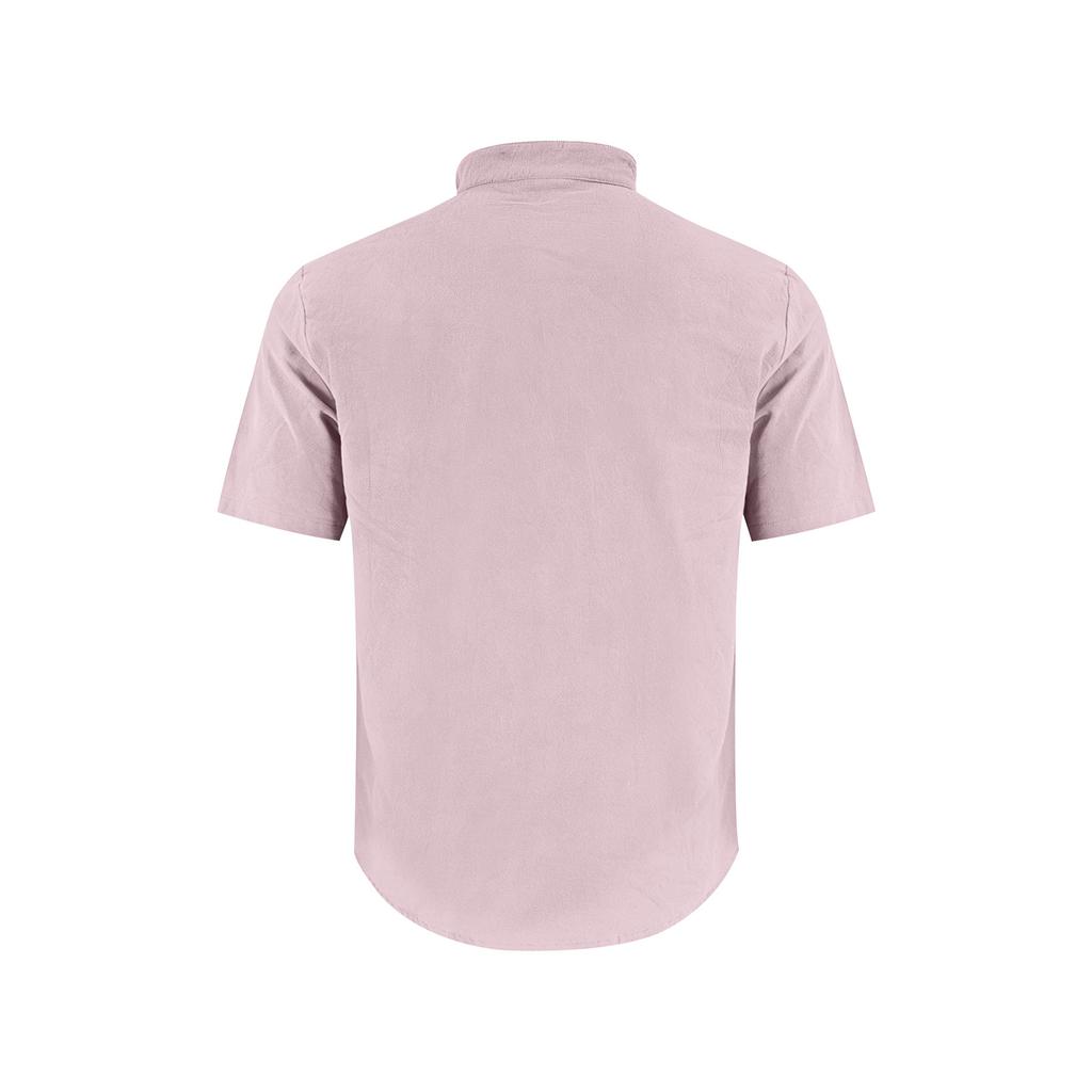 Men's Short Sleeve Cotton Linen Shirt for Casual Everyday Wear