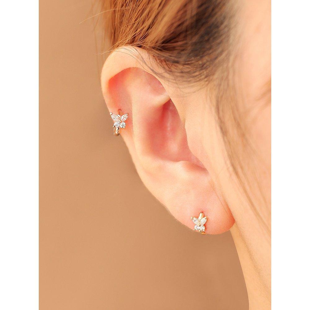 14K Mini Cubic Butterfly One-Touch Ring Piercing Earrings