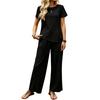 Women's Casual Two Piece Set Loose Fit Pullover Short Sleeve Top and Wide Leg Pants Lounge Wear Set for Daily Use