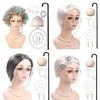 Halloween Grandma Costume Set Old Lady Wig and Granny Glasses Props for Kid Girl