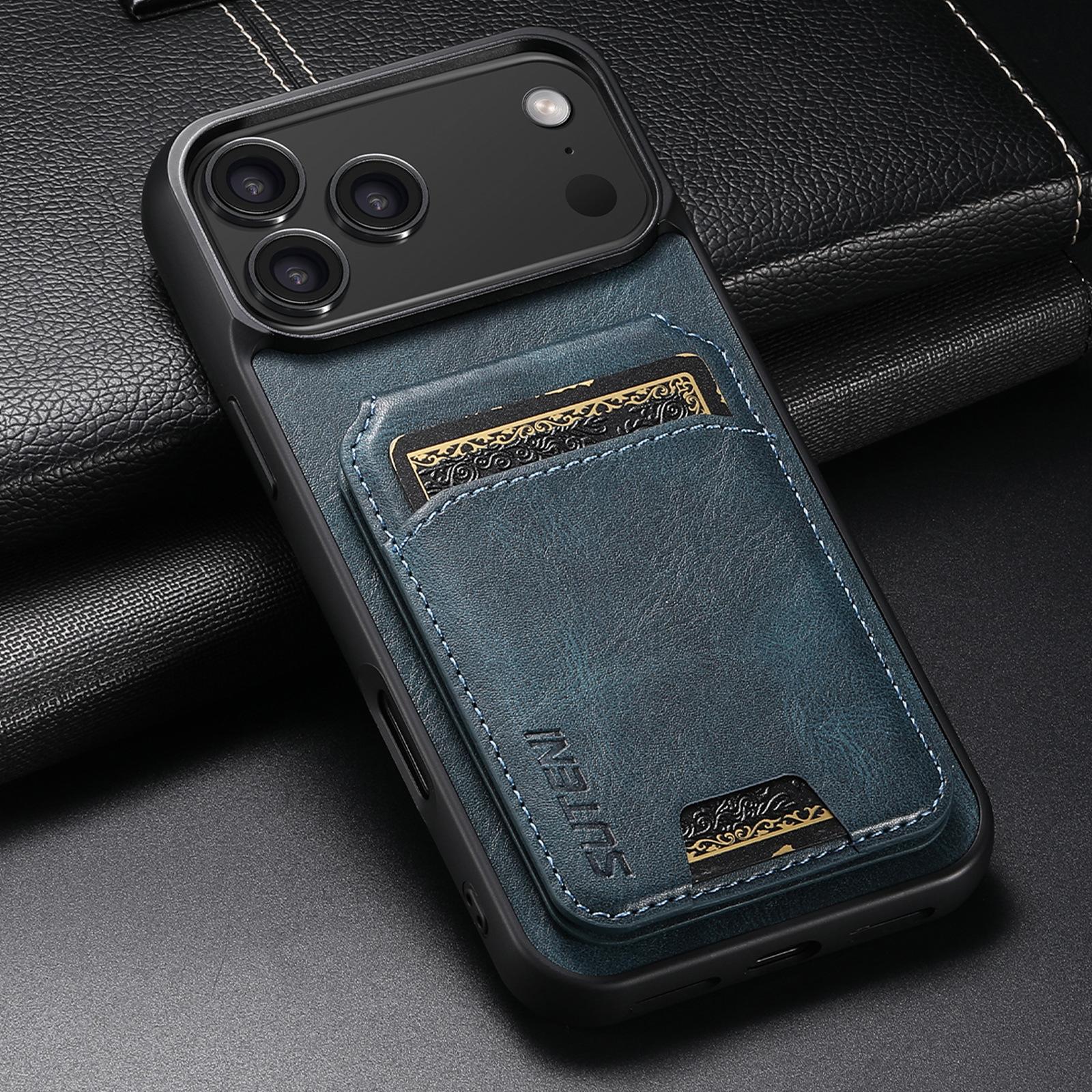 

Luxury Oil Wax Leather Phone Case for iPhone 17 Pro Max Air 16e 16 15 Plus 14 13 12 11 Xs Mas Xr Magnetic Card Bag Holder Cover iPhone 15 Pro Max синій