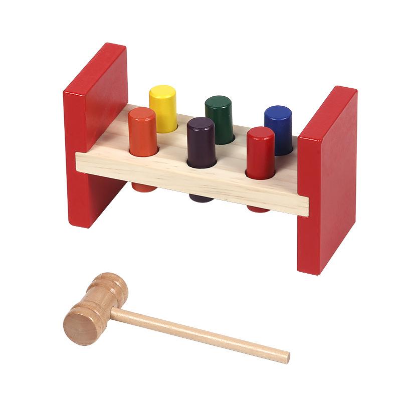 Montessori Wooden Hammer Toy Children Fine Motor Training Sensory Game Color Cognition Set Educational Toy For Autistic Children