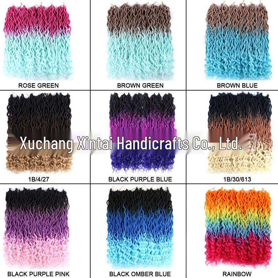 Farbverlauf Lange Lockige Perücke - Afrikanisch Europäisch Amerikanisch Faux Locs Synthetische Faser Extensions