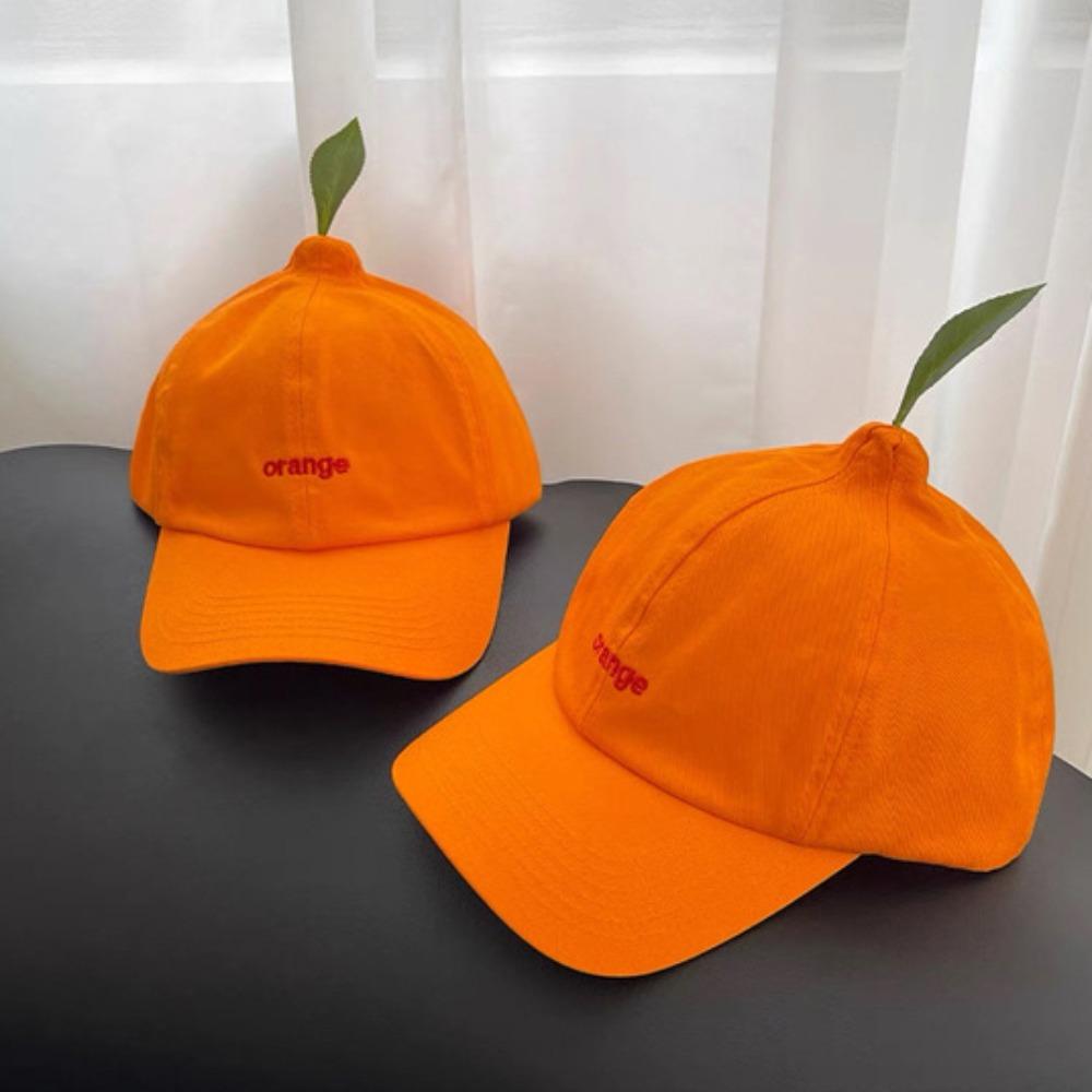 

Cotton Orange Baseball Cap Peaked Creative Orange Cap Simple Embroidered Letter Hat Girl