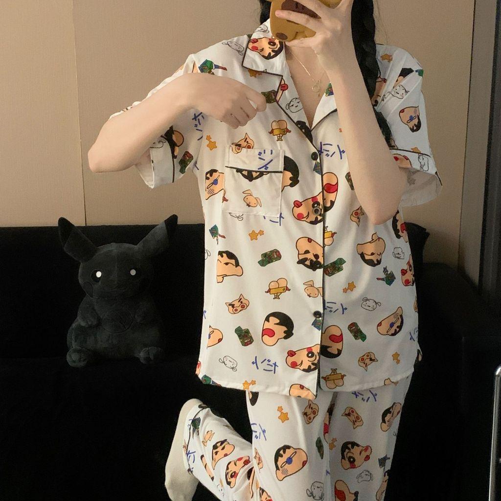 Cartoon Summer Sleepwear Set For Men And Women With Milk Silk Fabric Breathable Lounge Wear