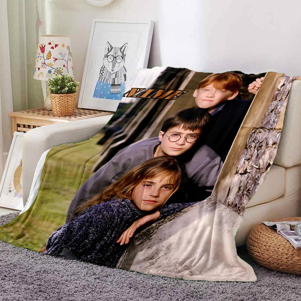 Custom Name Hufflepuff Pride Crest blanket for Couch & Bed, Plush Cozy Fuzzy Blanket Super Soft & Warm Blankets for Fall and Winter. 090875