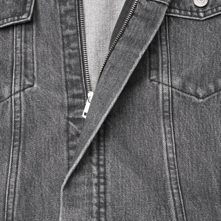Levis Vintage Solid Color Lapel Zipper Loose Long Sleeve Denim Jacket Men jackets Gray 002I4-0000