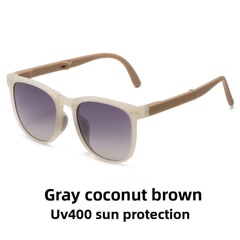Folding Sunglasses Women's Anti-ultraviolet Polarized Sunglasses High-end Face-showing Small Large-frame Glasses