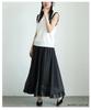 [sawa Á La Mode] Sheer Veil Beautiful Ribbon Tape Hem Organza Flare Skirt Women's Fashion Bottoms Skirt Adult Cute Mode-9929 Free Size Black