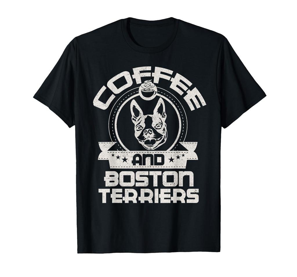 Coffee and Boston Terrier Coffee Drinking Dog Owner Lover T-Shirt