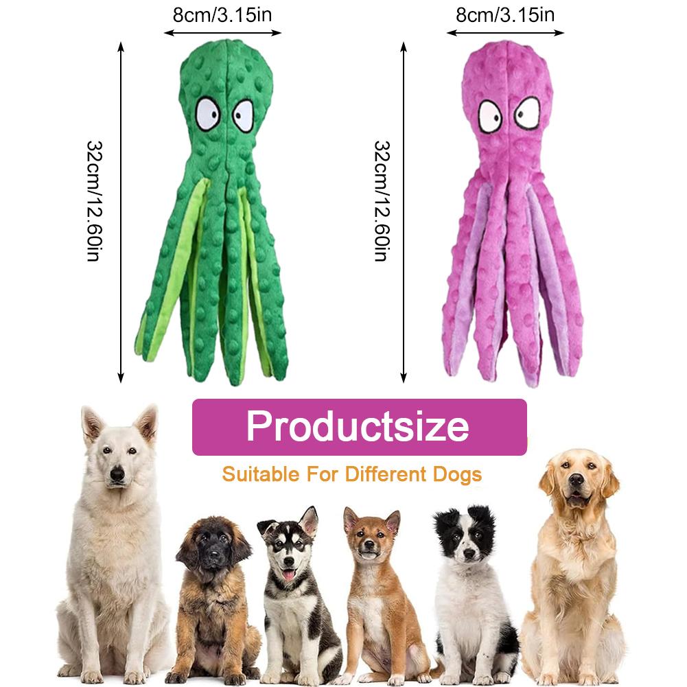 2Pcs Intelligent Dogs Chew Toys No Stuffing Squeaky Plush Puzzle Toy Bite Resist Octopus Shell Voice Toy for Puppy Teething