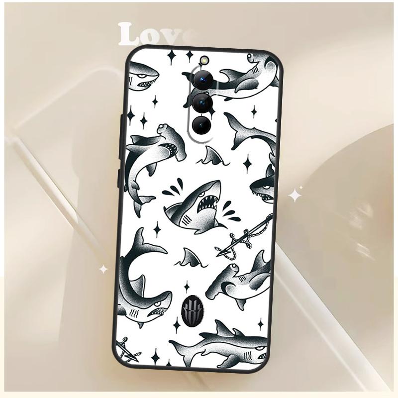 

Cartoon Sharks Case For ZTE Nubia Red Magic 10S 9S 8S 8 9 10 11 Pro Plus 6 7 7S 6S For RedMagic 10 Air Cover RedMagic 11 Pro Plus