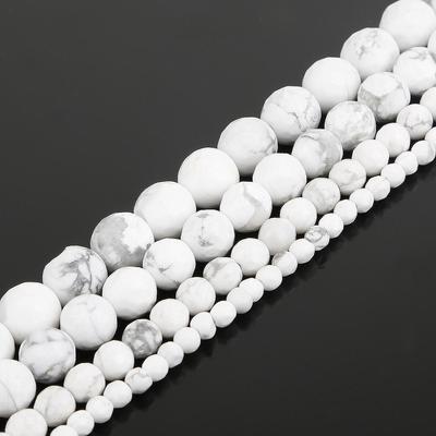 Perline sfuse rotonde di howlite bianca sfaccettata in pietra naturale per la realizzazione di gioielli, braccialetti fai da te, filo da 15''