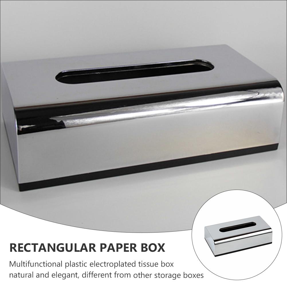 Krabička na kapesníky, stolní pouzdro na ubrousky, organizér na toaletní stolek, dekorativní držák na nádoby, dávkovač, plast, moderní, stříbrná, stylový