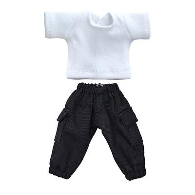 Niannyyhouse OB11 Größe Obitsu Puppe 11cm Körper T-Shirt + Hose 2-teiliges Set Einfaches T-Shirt Puppenkleidung Overall 1/12 BJD Puppenkleidung (Weiß + Schwarz)