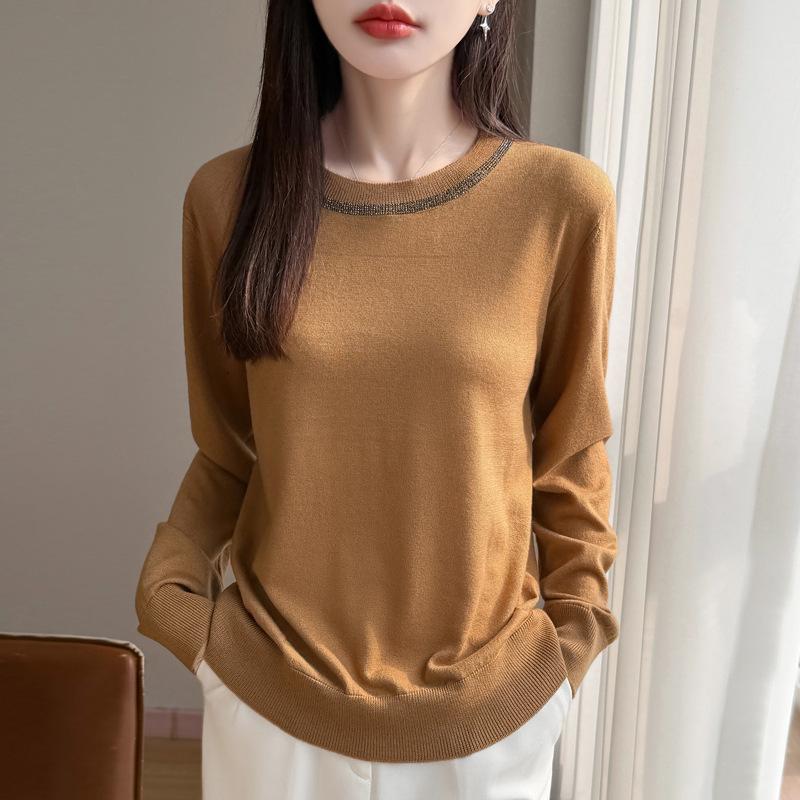 Women S Long Sleeve Crew Neck Knit Sweater Loose Solid Color Pullover Top