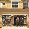 Horse and Gifts Christmas Garage Door Banner, Holiday Front Door Cover for Parties