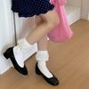 Ladies Spring and Summer New Style All Match Pure Color Ballet Wind Big Lace Lace In The Tube Socks