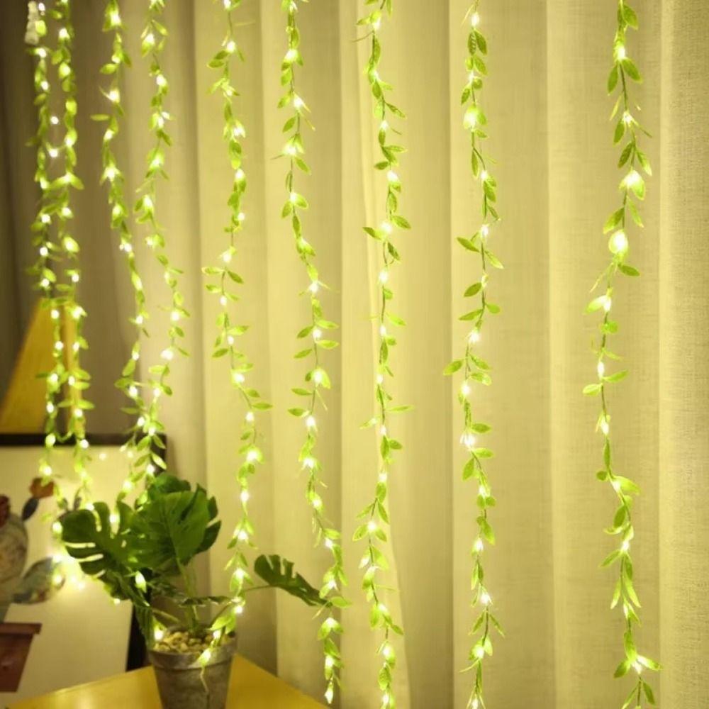 Battery Powered Imitation Leaf  String Light Green Leaf Artificial Leaf Lights  Party Decoration