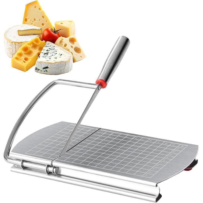Multipurpose Cheese Slicer with Grid Scale Slicer Stainless Steel Cheese Slicer Cutter Board For Block Cheese Butter JT504 серебряный