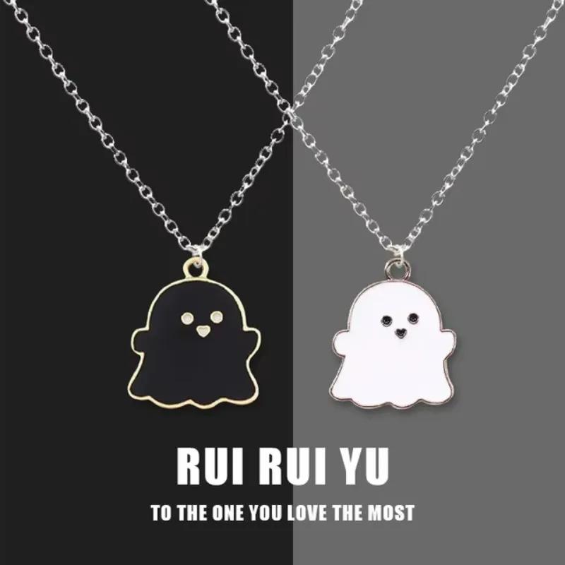 Best Friend Cute Cartoon Devil Ghost Friendship Couple Pendant Necklaces Fashion Men Women Necklaces Kids Halloween Jewelry Gift