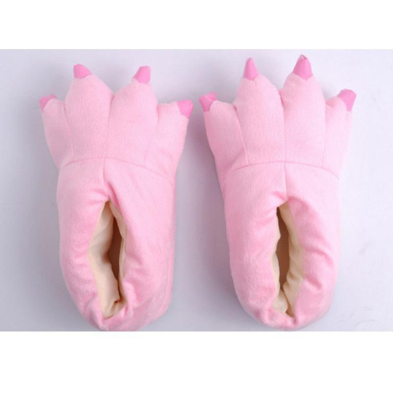 Superweiche Fleece-Tierpfoten-Hausschuhe für Damen & Herren - Gemütliche Baumwoll-Winterschuhe, Fersenbedeckt, Blau/Grün.