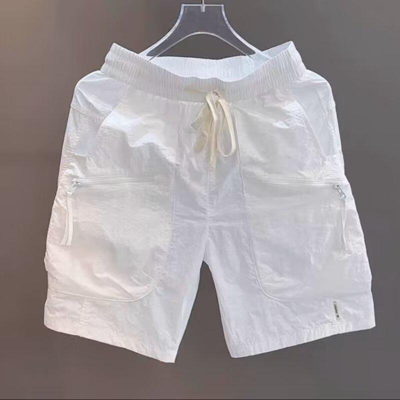 

Мужские модные свободные летние шорты - легкие, большого размера, нишевый дизайн, повседневная спортивная одежда M белый