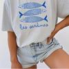 New Sardine Printed Womens Tshirt Canned Fish Casual Shirt Tomato Girls Coastal Summer Girls Fashion Casual Cotton Tshirt