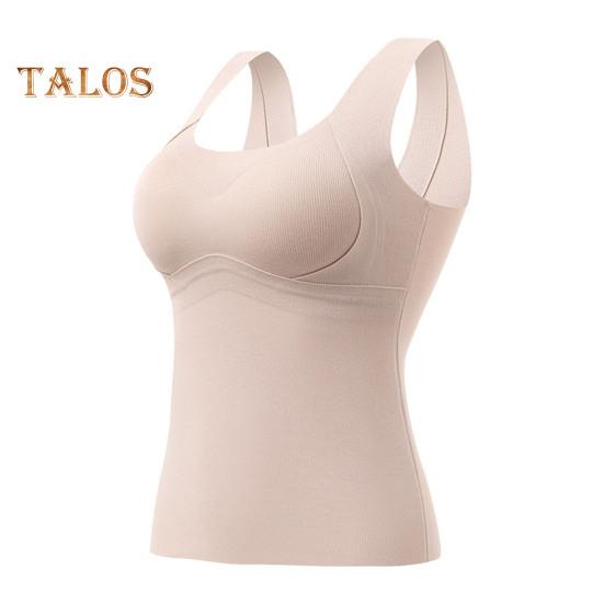 Winter Women Thermal Vest with Chest Pads Seamless Velvet Fast Temperature Lock Heating Slim Fit Elastic Sleeveless Inner Wear Bottoming Tank Top