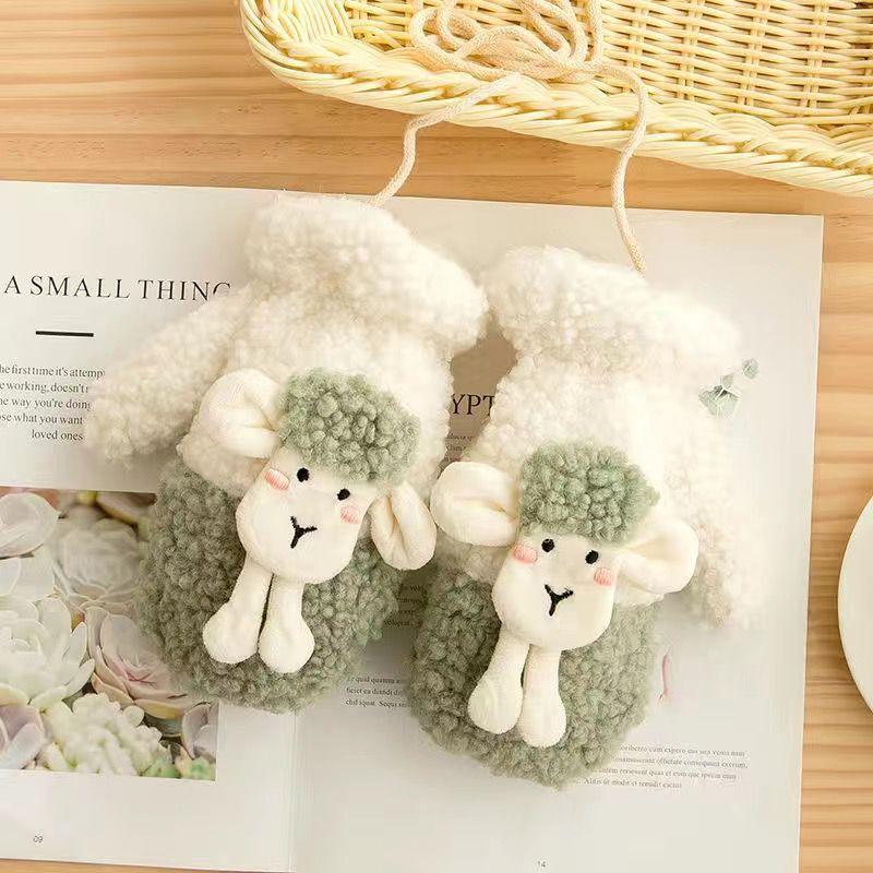 

Женские зимние милые студенческие теплые бархатные вязаные перчатки с подвеской на шею в корейском стиле