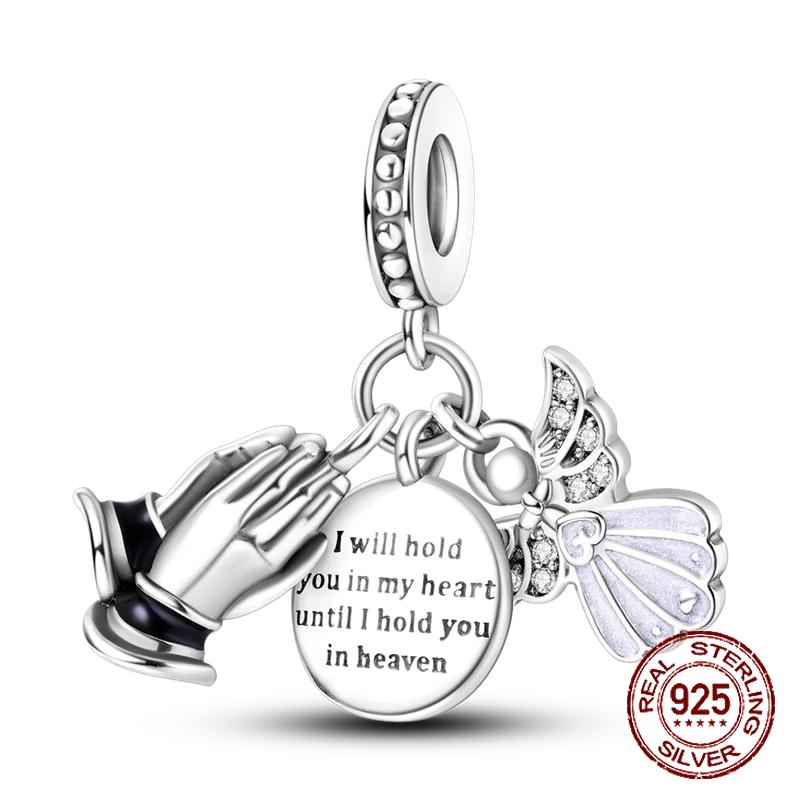 Inlaid Zircon Charm Beads Copper Color Love Heart Snake Dangle Fit Original Bracelet Charms Pendant Jewelry