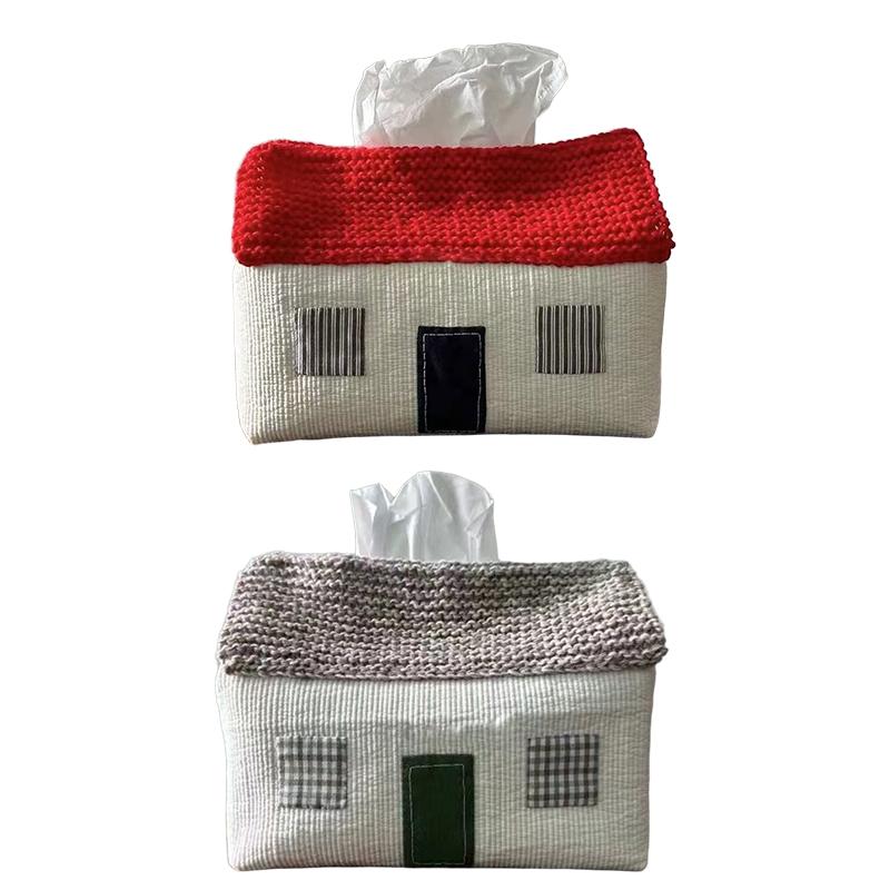 1PC Fabric Tissue Bag Kitchen Acceesories Small House Tissue Bag Cartoon Tissue Cover Thickening 15x12.5cm