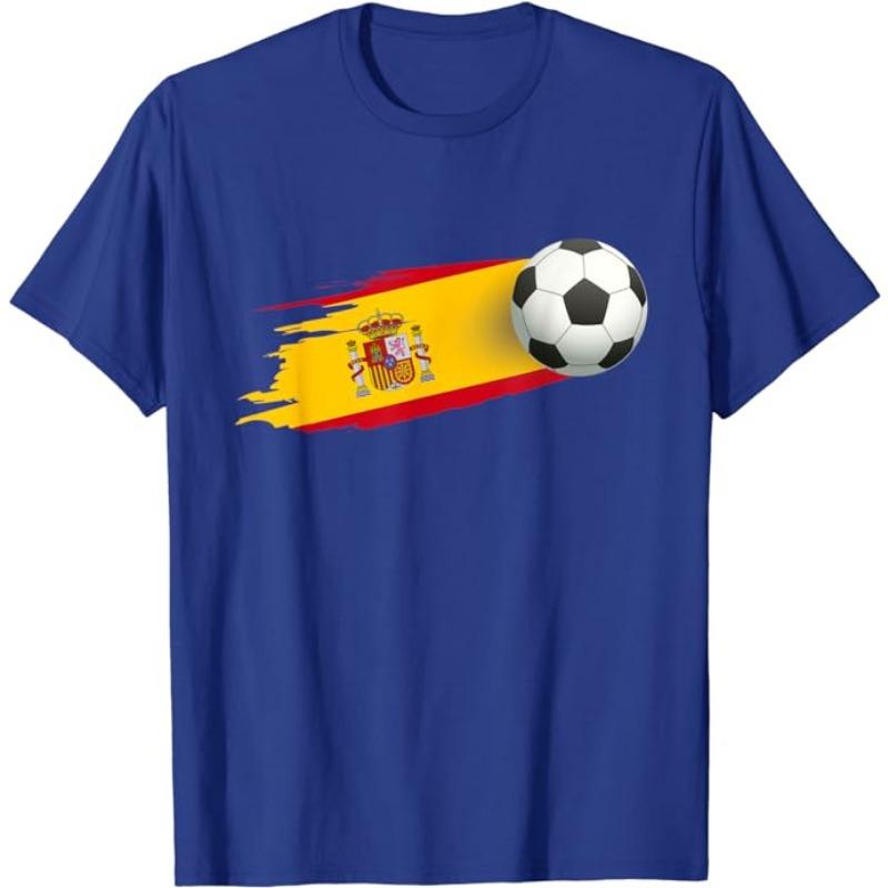 Spain Soccer Ball Spain Flag Jersey - Spanish Football Fan T-Shirt Spanish Flag Red España Graphic Tee Top Espana Support Outfit