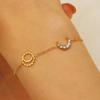 Fashion Stainless Steel Star Crescent Beaded Bracelet for Women Personality Rhinestone Hollow Sun Moon Hand Chain Charm Jewelry