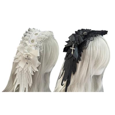 Gothic Lolita Čelenka s andělskými křídly Nastavitelná čelenka do vlasů Stylová ozdoba hlavy Šperky pro cosplay a nadšence do punkového stylu