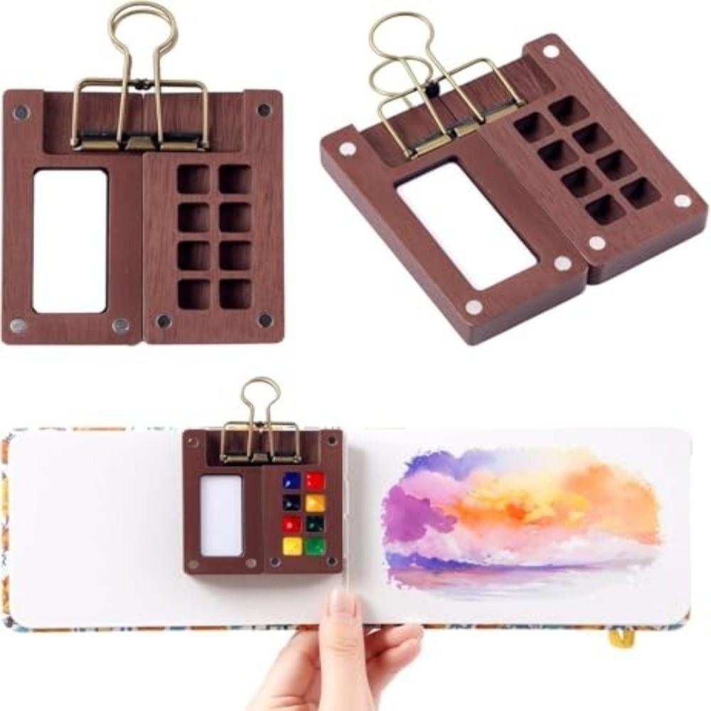 8 Grids Pocket Palette 15 Grids Wooden Watercolor Set New Mini Watercolor Set Outdoor Painting