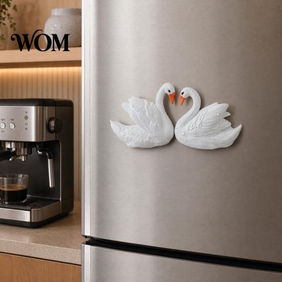 Swan Shape Decor Couple Refrigerator Magnet, 3D Resin Fridge Heavy Duty Magnets Decorative Magnet for Whiteboard Locker Door