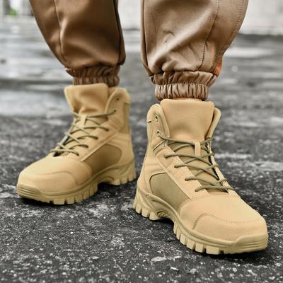 Casual Leather Mens Mid-Calf Boots Comfy Male Desert Ankle Boots Outdoor Non-Slip Hiking Shoes 2025 New Motorcycle Boots Botas