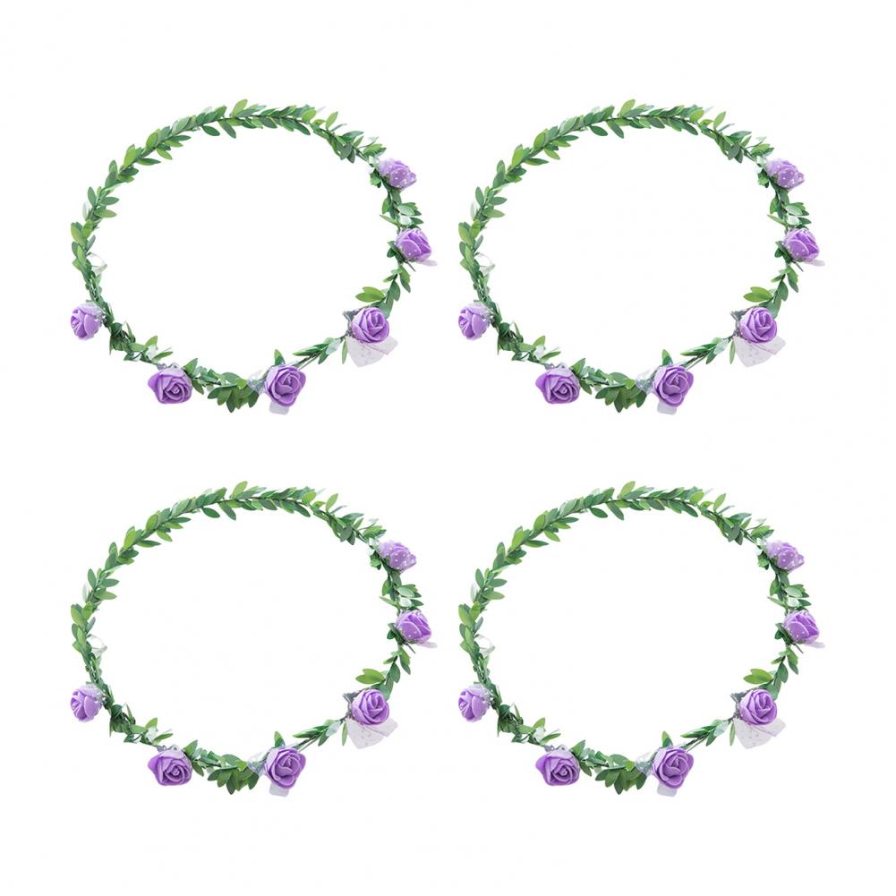 4Pcs Rose Flower Crown Bride Floral Hair Wreath Headband Garland Women Girls Hair Accessories Wedding Party Headwear