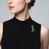 Elegant Hand-Painted Bamboo Brooch: Green Crystal Cheongsam Pin