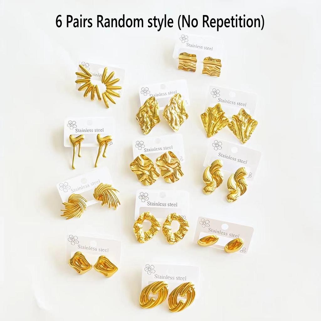 Classic Multi-Style Vintage 18 Gold Plating Jewelry Stud Earrings Stainless Steel Geometric Bar Minimalist Earrings For Women