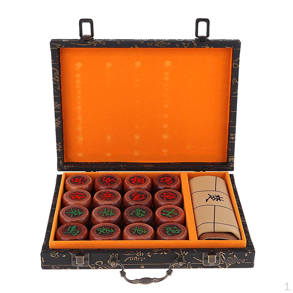 Chinese Chess (Xiangqi), board PU Leather and Wooden Playing Pieces In Box
