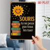 1pc Retro French Mouse Metal Sign, Humorous French Phrase Wall Decor, Rustic Iron Plate Hanging Ornament for Living Room Kitchen