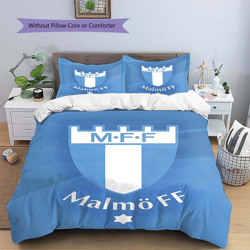 Malmö FF Muster Bettwäsche, Steppbett Set Bettbezug Kissenbezug Zuhause Geburtstagsgeschenk (1 Bettbezug + 2 Kissenbezüge, ohne Füllung)