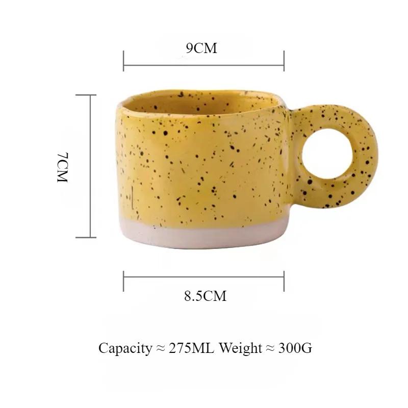 Ceramic Mug Ring Handle Korean Style Irregular Splash Ink Coffee Cups Home Office Handmade Breakfast Milk Tea Cup Drinkware Gift