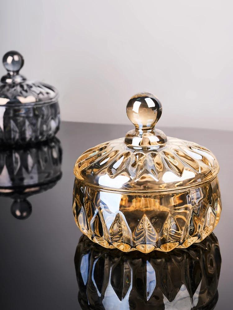 Creative European Style Crystal Glass Candy Jar Household Transparent Sugar Jar Snack Storage Bottels with Lid Storage Jar