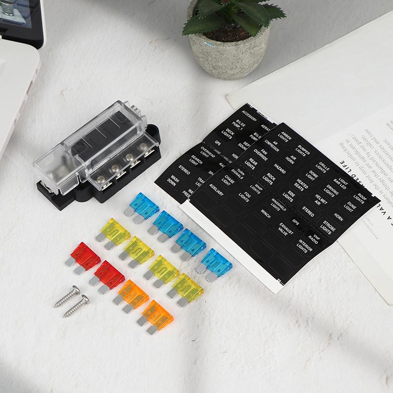 4/8 Way Car Fuse Accessory 12V 24V Car Truck Circuit Medium Insert Fuse Box Circuit Breaker Blade Fuses Circuit Standard